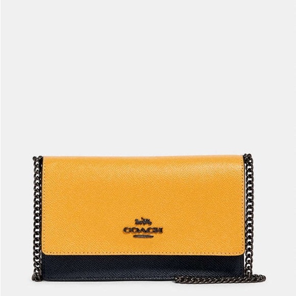 COACH Yellow, Pink and Black Leather Crossbody and Belt Bag (2 in 1) NWOT - Picture 1 of 5